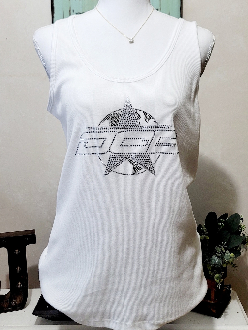 NEW White Rhinestone Logo DCB Performance Marine Tank Top